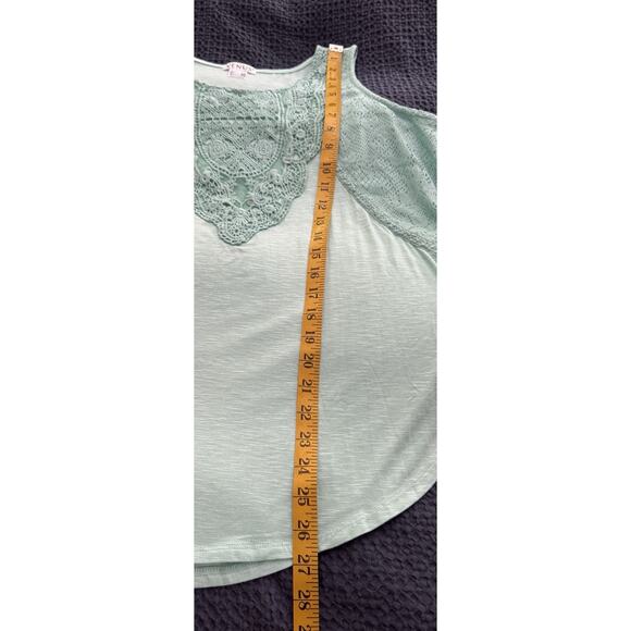 Venus Mint Green Lace Scoop Neck Embroidered Sleeveless Tank Top Size L - Picture 4 of 7